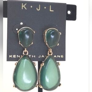 Kenneth Jay Lane Gold and Emerald Earrings NWT
